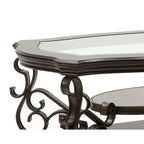 Ensemble de tables basses gigognes avec plateau en verre trempé, console, table d'appoint et pieds en métal rétro