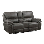 Causeuse inclinable électrique double 80" avec console, porte-gobelets et ports USB | Microfibre grise