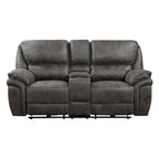 Causeuse inclinable électrique double 80" avec console, porte-gobelets et ports USB | Microfibre grise