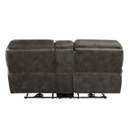 Causeuse inclinable électrique double 80" avec console, porte-gobelets et ports USB | Microfibre grise