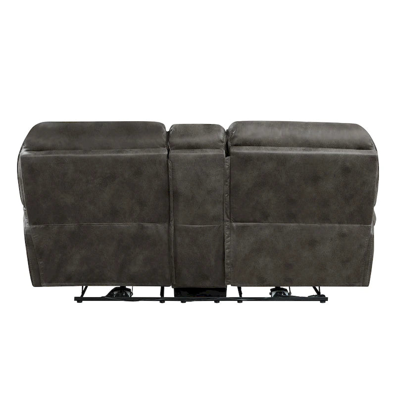 Causeuse inclinable électrique double 80" avec console, porte-gobelets et ports USB | Microfibre grise