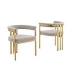 Chaises de salle à manger en métal chromé doré brossé mat (lot de 2) - N/A