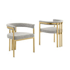Chaises de salle à manger en métal chromé doré brossé mat (lot de 2) - N/A