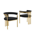 Chaises de salle à manger en métal chromé doré brossé mat (lot de 2) - N/A