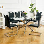 Lot de 6 chaises de salle à manger avec assise rembourrée en similicuir, revêtues de pieds en métal chromé