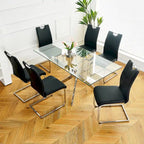 Lot de 6 chaises de salle à manger avec assise rembourrée en similicuir, revêtues de pieds en métal chromé