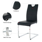 Lot de 6 chaises de salle à manger avec assise rembourrée en similicuir, revêtues de pieds en métal chromé