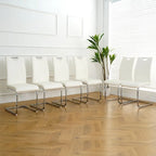 Lot de 6 chaises de salle à manger avec assise rembourrée en similicuir, revêtues de pieds en métal chromé