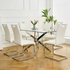 Lot de 6 chaises de salle à manger avec assise rembourrée en similicuir, revêtues de pieds en métal chromé