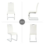 Lot de 6 chaises de salle à manger avec assise rembourrée en similicuir, revêtues de pieds en métal chromé