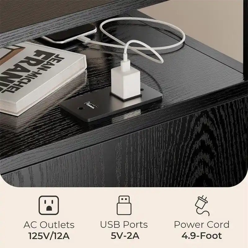 Classeur à Roulettes avec Station de Recharge et Serrure, 2 Tiroirs - 40 P x 40 L x 66 H cm