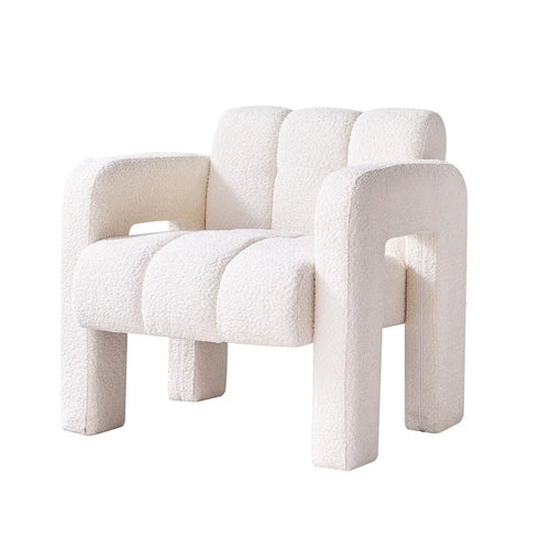 Fauteuil d'appoint large rembourré en tissu bouclé pour le salon