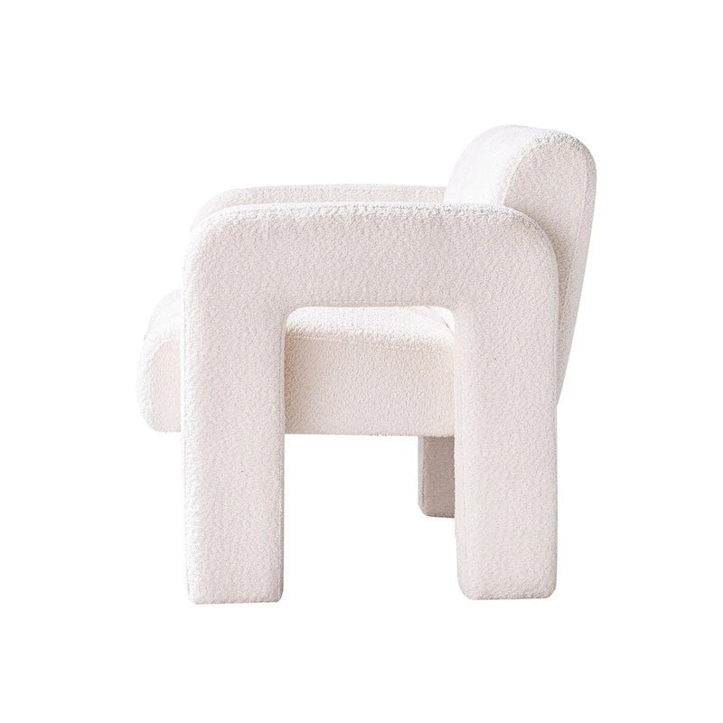 Fauteuil d'appoint large rembourré en tissu bouclé pour le salon