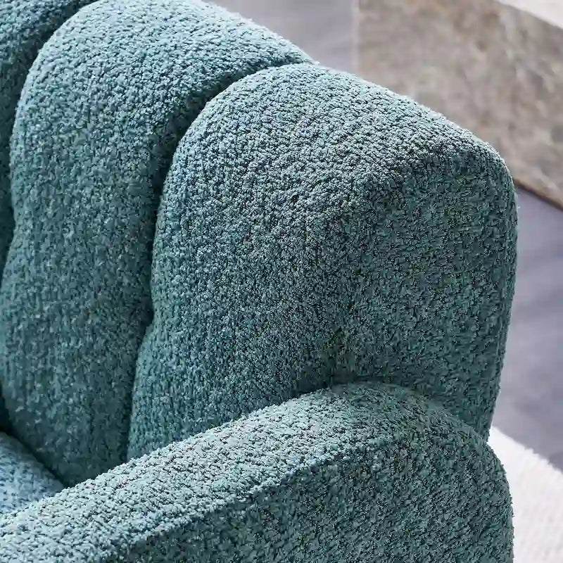 Fauteuil d'appoint large rembourré en tissu bouclé pour le salon