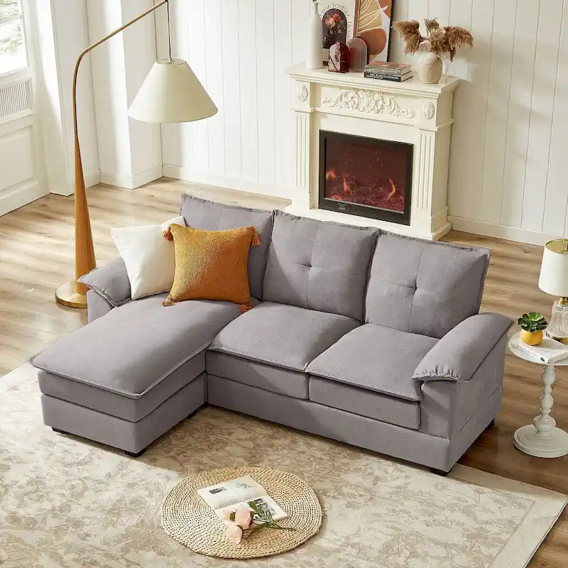 Canapé d'angle en L avec assises moelleuses - 209 cm - Idéal pour le salon