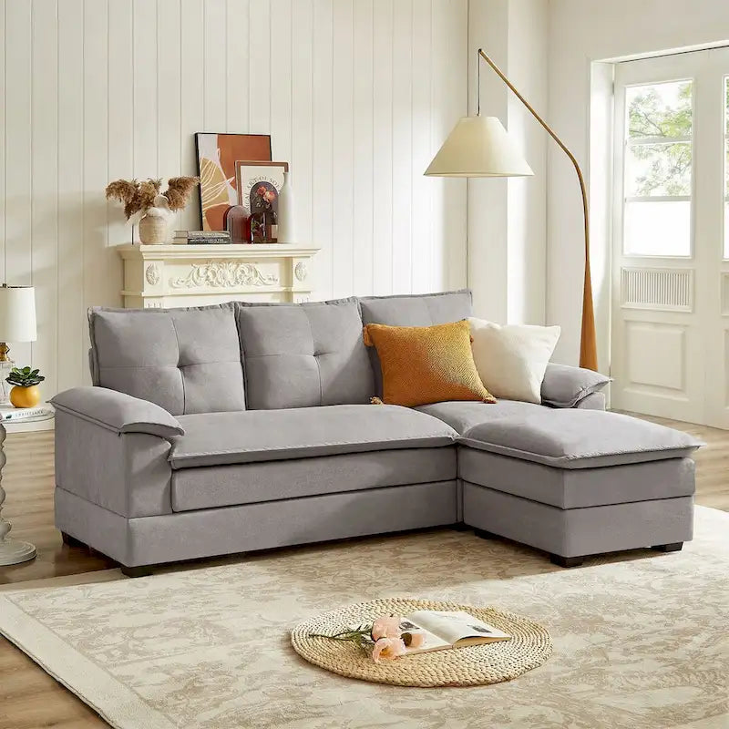 Canapé d'angle en L avec assises moelleuses - 209 cm - Idéal pour le salon