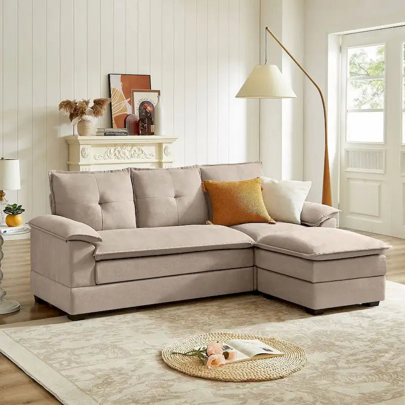 Canapé d'angle en L avec assises moelleuses - 209 cm - Idéal pour le salon