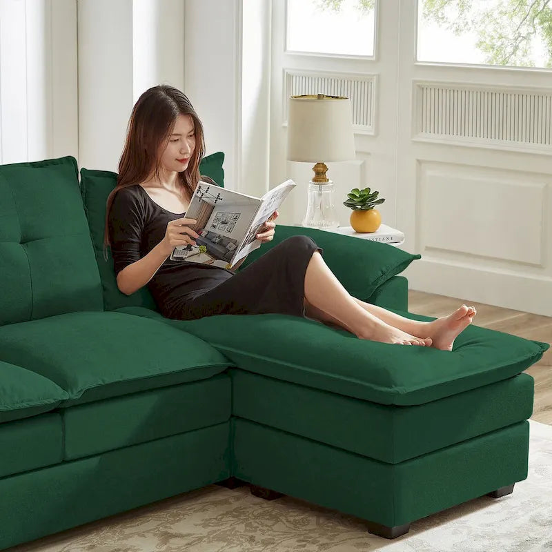 Canapé d'angle en L avec assises moelleuses - 209 cm - Idéal pour le salon