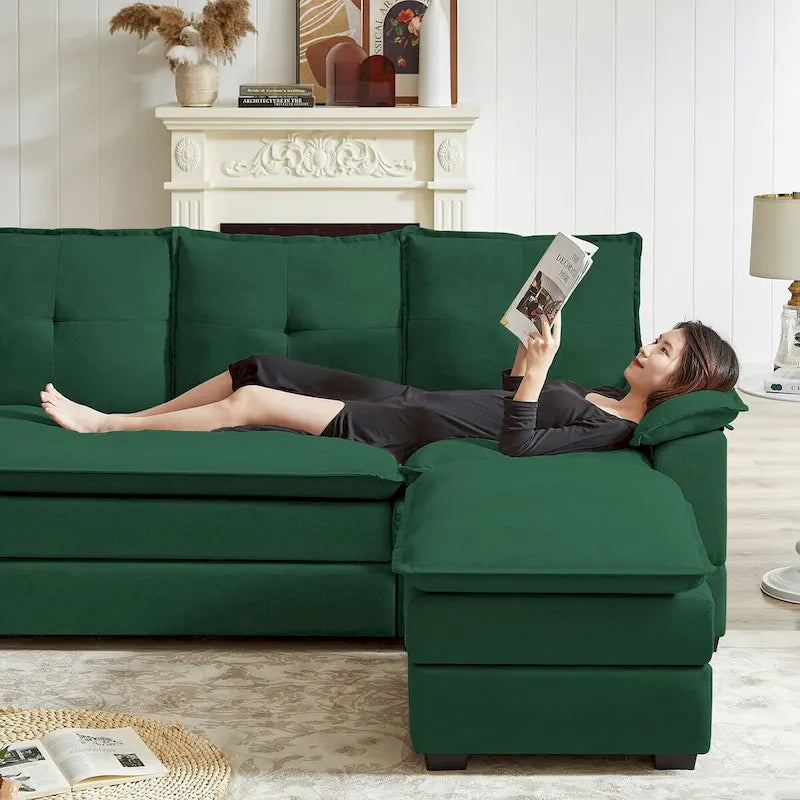 Canapé d'angle en L avec assises moelleuses - 209 cm - Idéal pour le salon