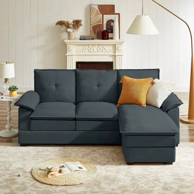 Canapé d'angle en L avec assises moelleuses - 209 cm - Idéal pour le salon
