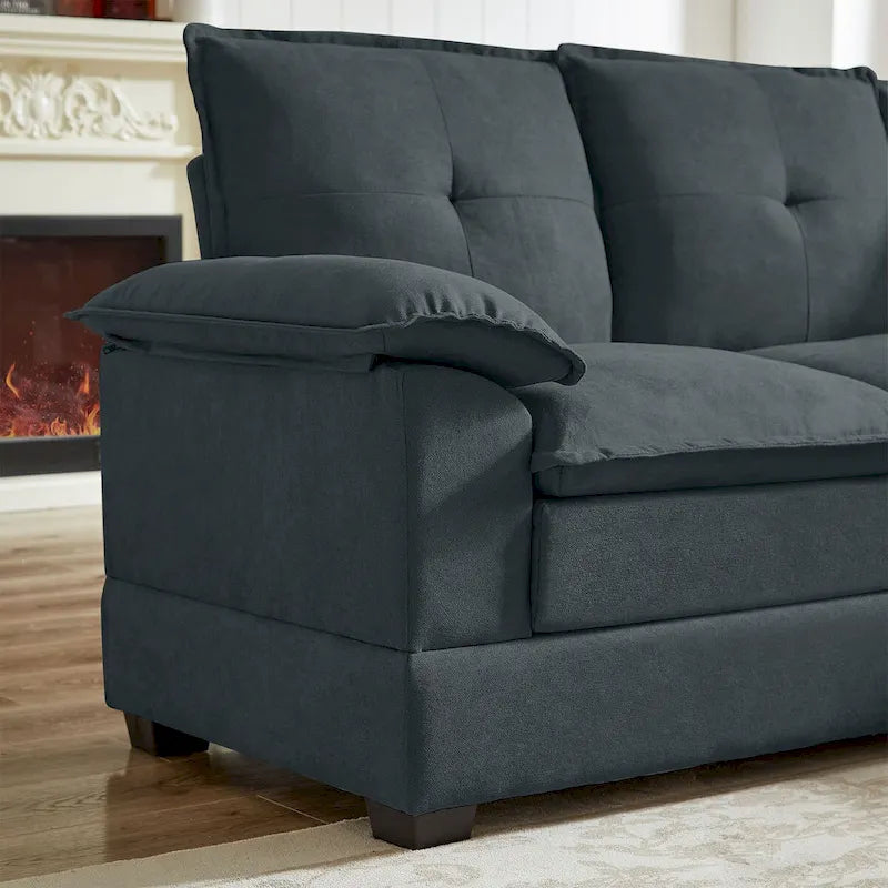 Canapé d'angle en L avec assises moelleuses - 209 cm - Idéal pour le salon