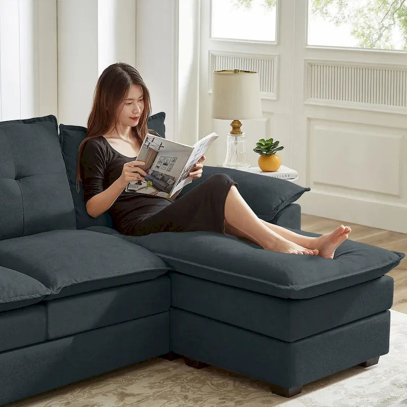 Canapé d'angle en L avec assises moelleuses - 209 cm - Idéal pour le salon