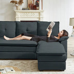 Canapé d'angle en L avec assises moelleuses - 209 cm - Idéal pour le salon