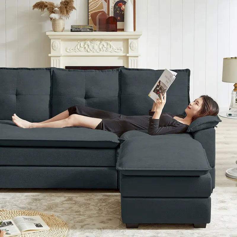 Canapé d'angle en L avec assises moelleuses - 209 cm - Idéal pour le salon
