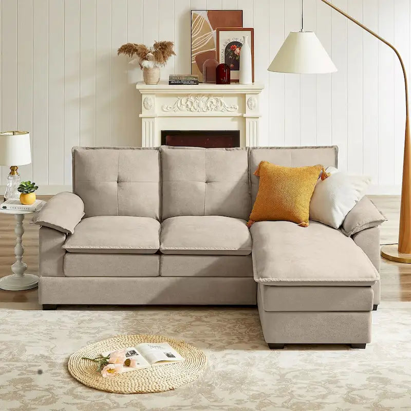 Canapé d'angle en L avec assises moelleuses - 209 cm - Idéal pour le salon