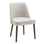 Lot de 2 chaises de salle à manger en tissu avec pieds en bois d'hévéa | Design sans accoudoirs peu encombrant