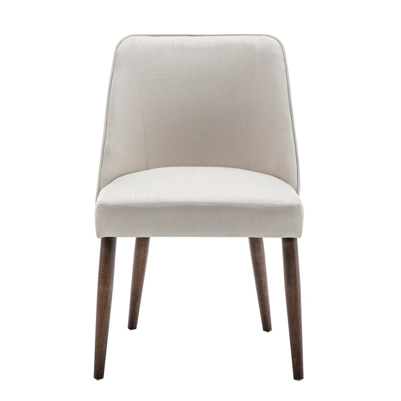 Lot de 2 chaises de salle à manger en tissu avec pieds en bois d'hévéa | Design sans accoudoirs peu encombrant