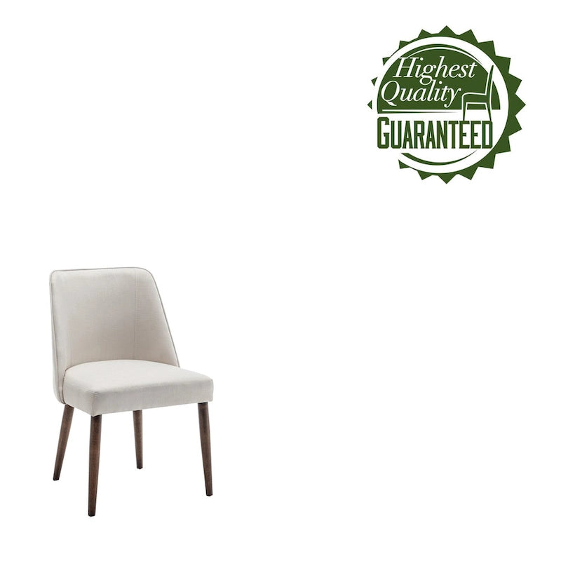 Lot de 2 chaises de salle à manger en tissu avec pieds en bois d'hévéa | Design sans accoudoirs peu encombrant