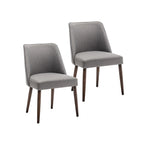 Lot de 2 chaises de salle à manger en tissu avec pieds en bois d'hévéa | Design sans accoudoirs peu encombrant