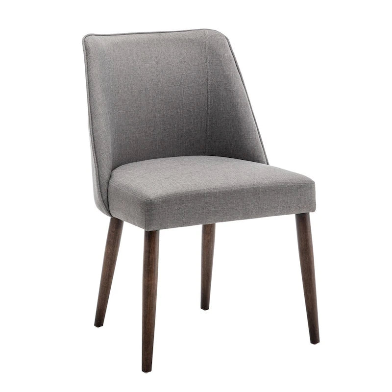 Lot de 2 chaises de salle à manger en tissu avec pieds en bois d'hévéa | Design sans accoudoirs peu encombrant