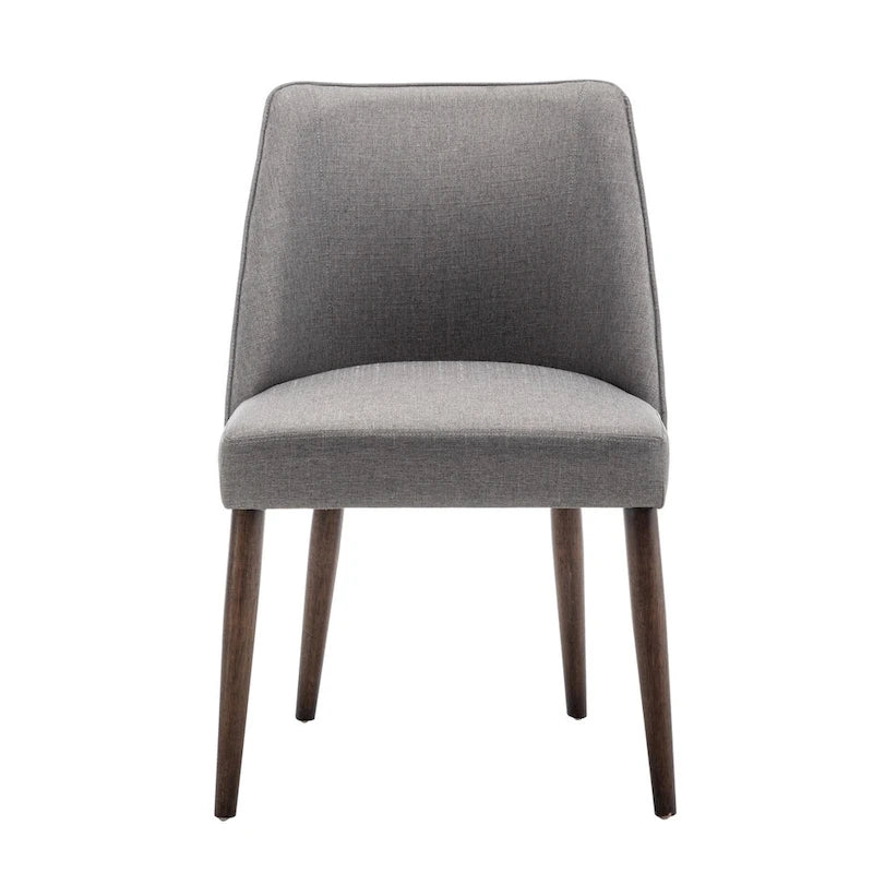 Lot de 2 chaises de salle à manger en tissu avec pieds en bois d'hévéa | Design sans accoudoirs peu encombrant