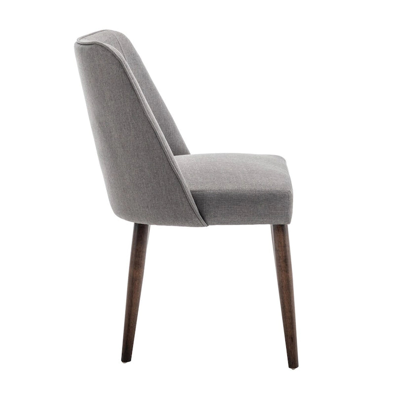 Lot de 2 chaises de salle à manger en tissu avec pieds en bois d'hévéa | Design sans accoudoirs peu encombrant