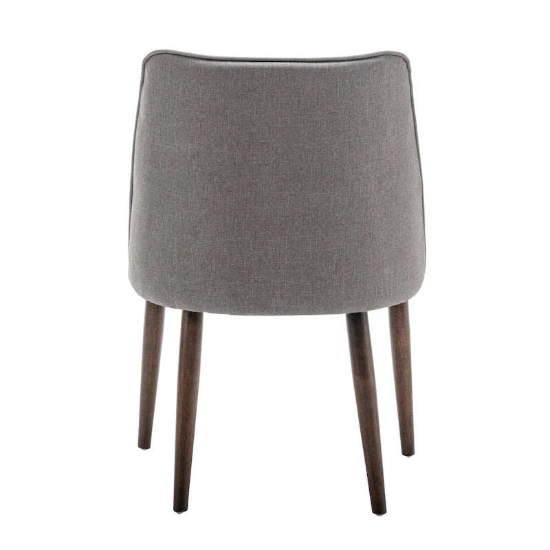 Lot de 2 chaises de salle à manger en tissu avec pieds en bois d'hévéa | Design sans accoudoirs peu encombrant