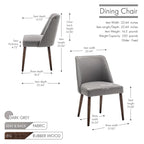 Lot de 2 chaises de salle à manger en tissu avec pieds en bois d'hévéa | Design sans accoudoirs peu encombrant