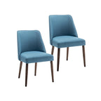 Lot de 2 chaises de salle à manger en tissu avec pieds en bois d'hévéa | Design sans accoudoirs peu encombrant