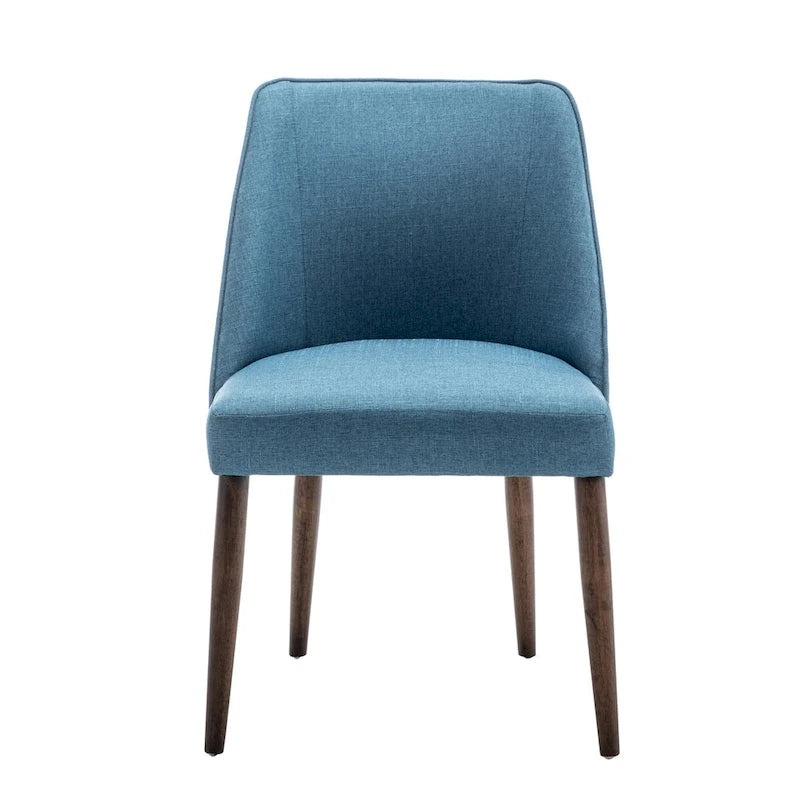 Lot de 2 chaises de salle à manger en tissu avec pieds en bois d'hévéa | Design sans accoudoirs peu encombrant