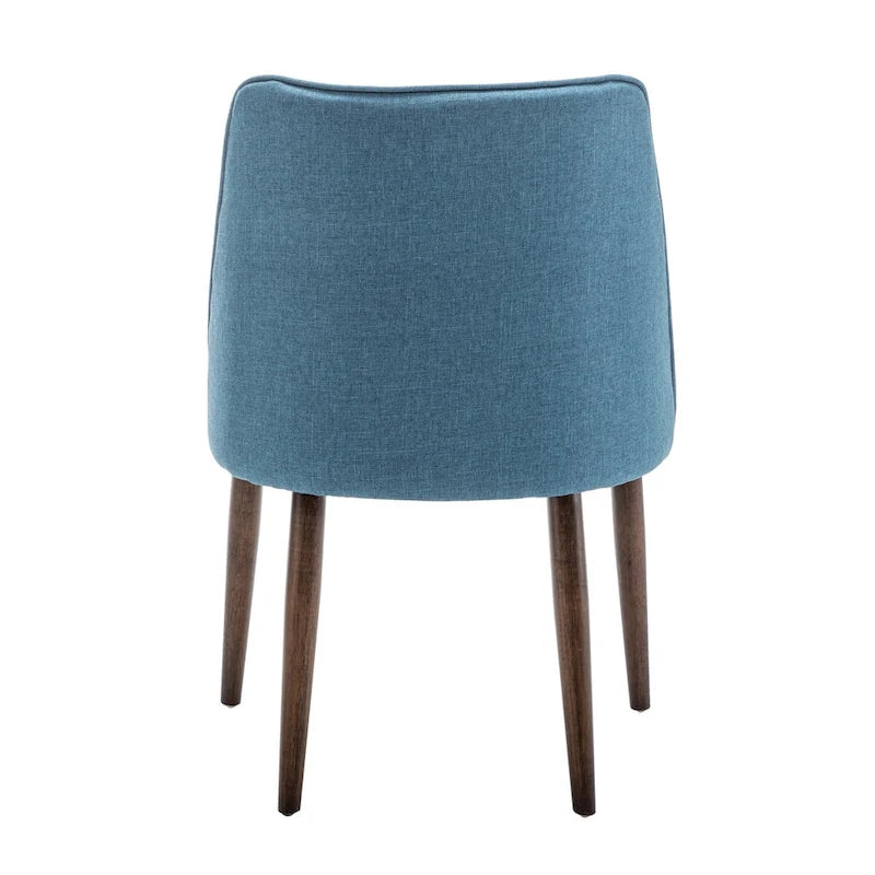 Lot de 2 chaises de salle à manger en tissu avec pieds en bois d'hévéa | Design sans accoudoirs peu encombrant