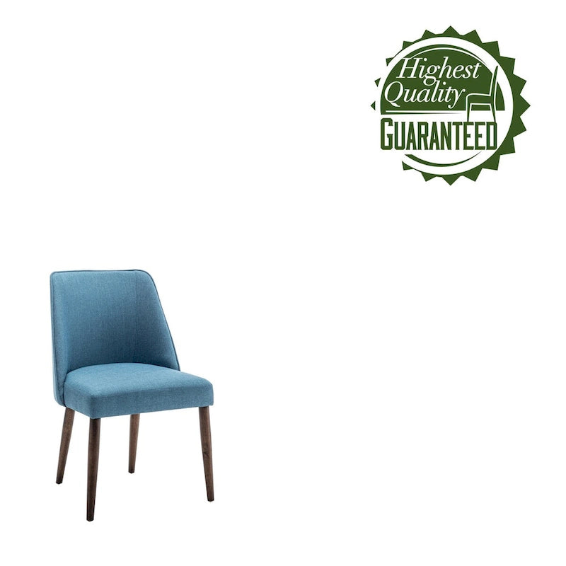 Lot de 2 chaises de salle à manger en tissu avec pieds en bois d'hévéa | Design sans accoudoirs peu encombrant
