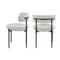Chaises de salle à manger rondes modernes en bouclette, lot de 2 | Pieds noirs | Mousse haute densité