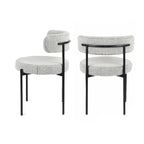 Chaises de salle à manger rondes modernes en bouclette, lot de 2 | Pieds noirs | Mousse haute densité