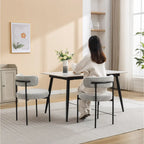 Chaises de salle à manger rondes modernes en bouclette, lot de 2 | Pieds noirs | Mousse haute densité