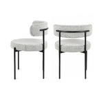 Chaises de salle à manger rondes modernes en bouclette, lot de 2 | Pieds noirs | Mousse haute densité