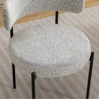 Chaises de salle à manger rondes modernes en bouclette, lot de 2 | Pieds noirs | Mousse haute densité