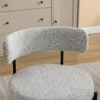 Chaises de salle à manger rondes modernes en bouclette, lot de 2 | Pieds noirs | Mousse haute densité