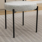 Chaises de salle à manger rondes modernes en bouclette, lot de 2 | Pieds noirs | Mousse haute densité