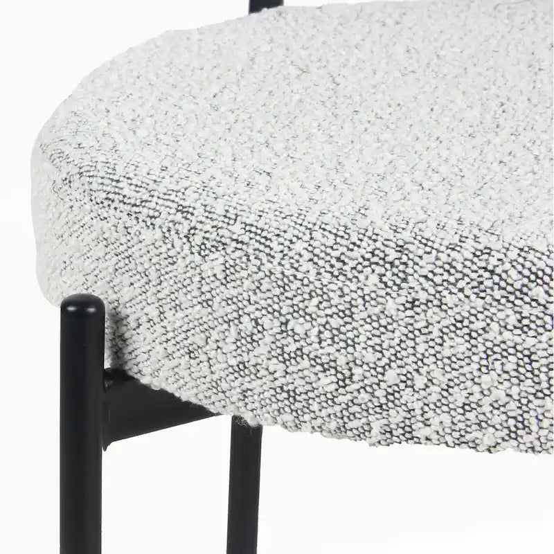 Chaises de salle à manger rondes modernes en bouclette, lot de 2 | Pieds noirs | Mousse haute densité